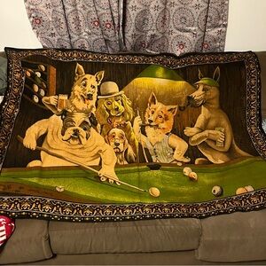 Vintage Dogs Playing Pool Tapestry
